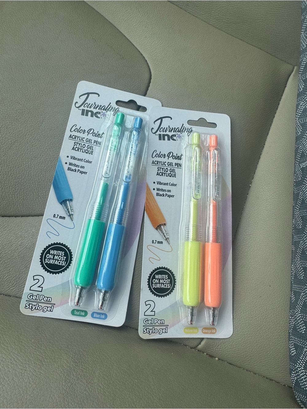 Journaling Inc gel pens set of 4 yellow orange green blue